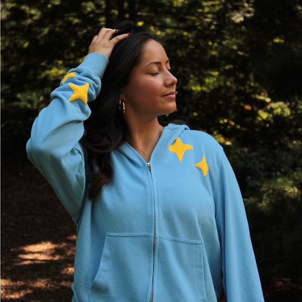 BRAND NEW WITH TAGS Oversized Blue Zip Up Hoodie “now she flies” sizes S-XL